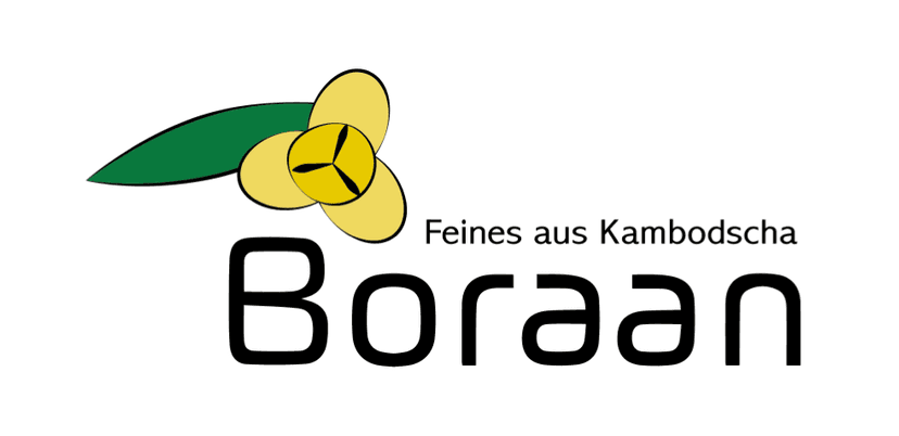 Boraan logo — "Feines aus Kambodscha" (Fine goods from Cambodia)